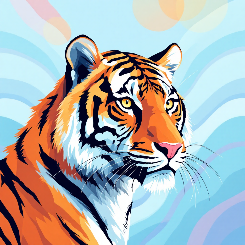Stylized illustration of a Bengal tiger